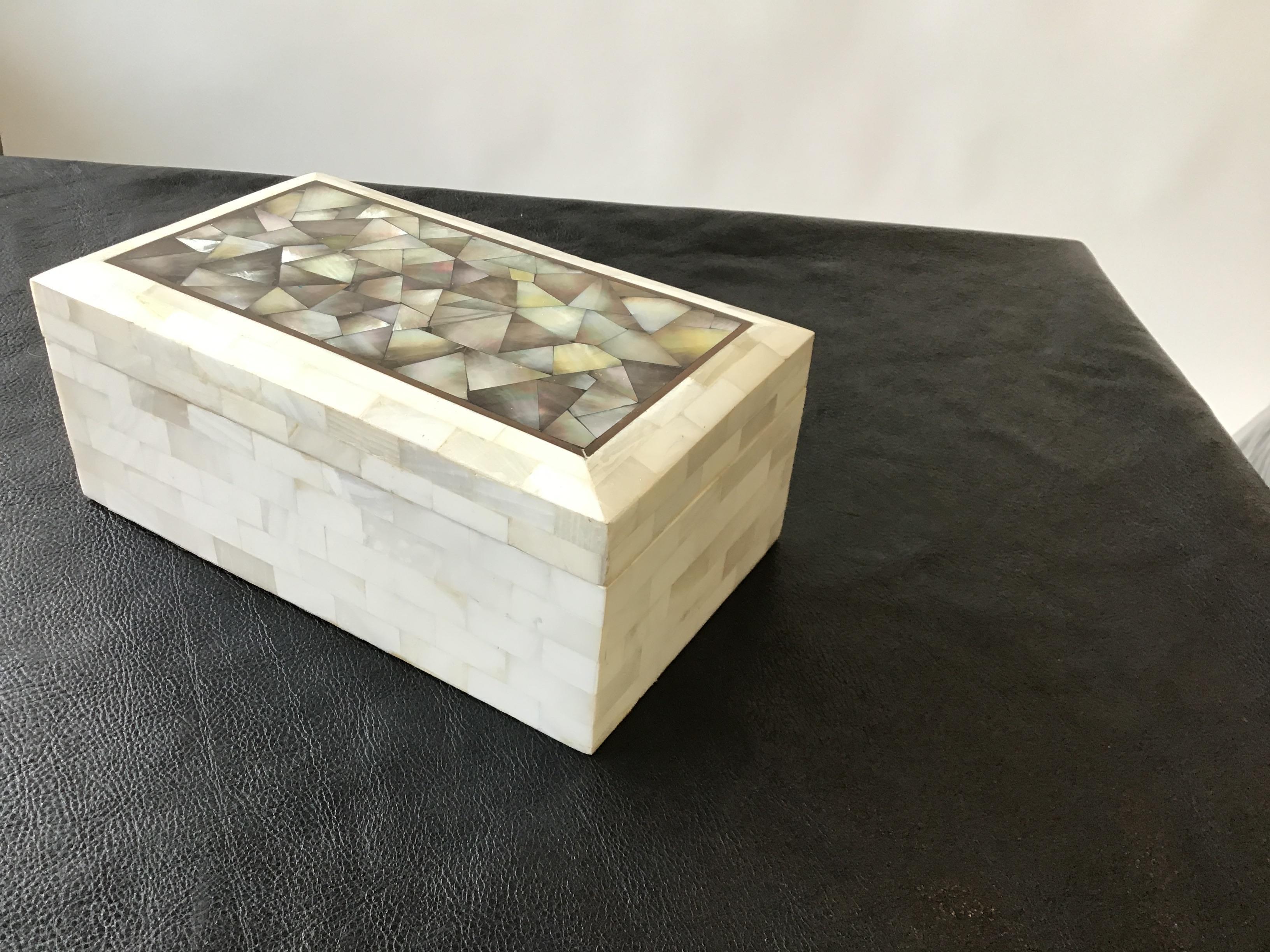 Mother of Pearl and Bone Box In Good Condition For Sale In Tarrytown, NY