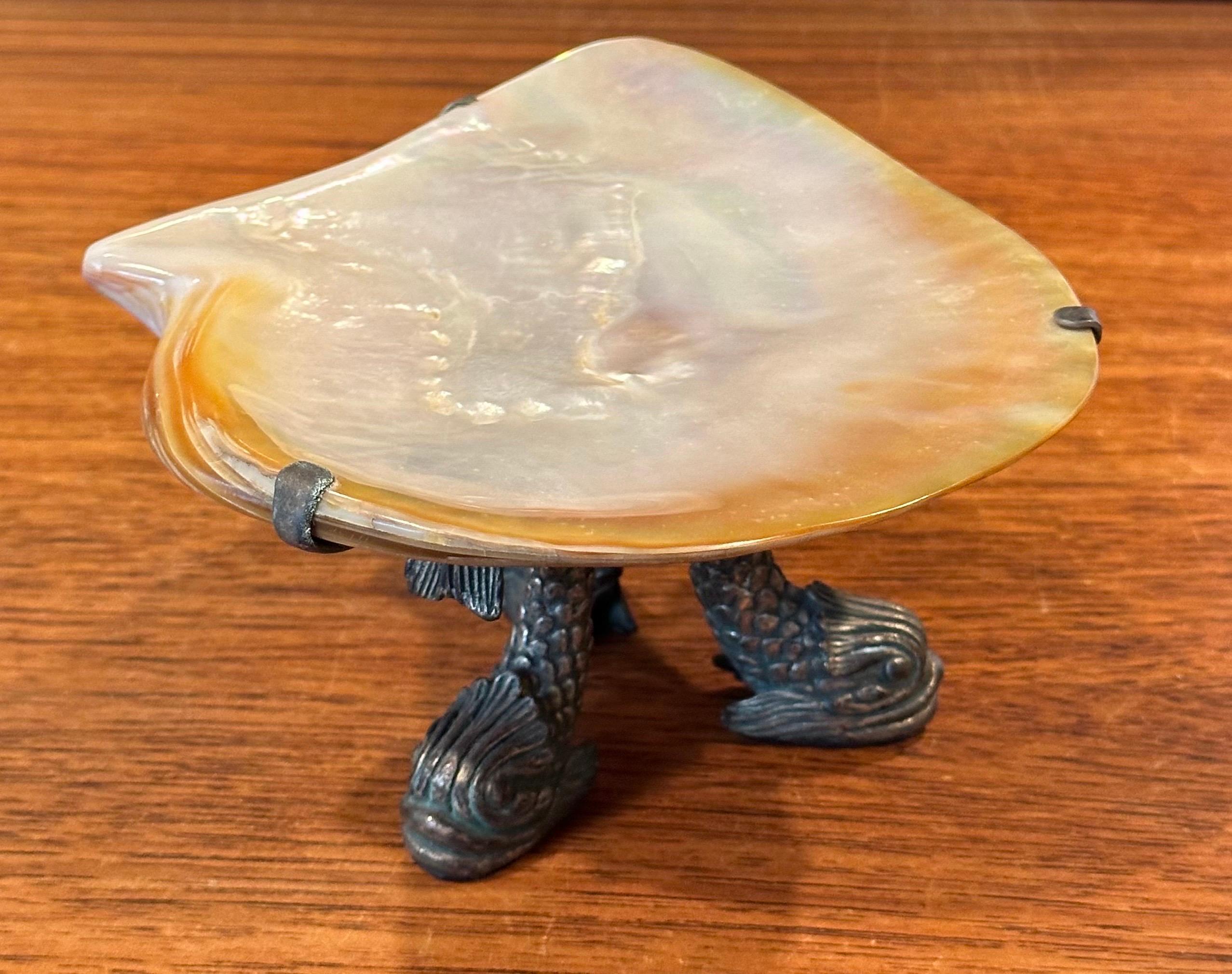 Plato para caviar de nácar y bronce de Maitland Smith Filipino en venta