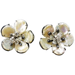 Mother-of-Pearl and Diamond Earrings