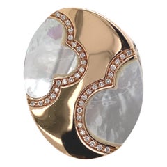 Mother of Pearl and Diamond Ring 18 Karat Rose Gold