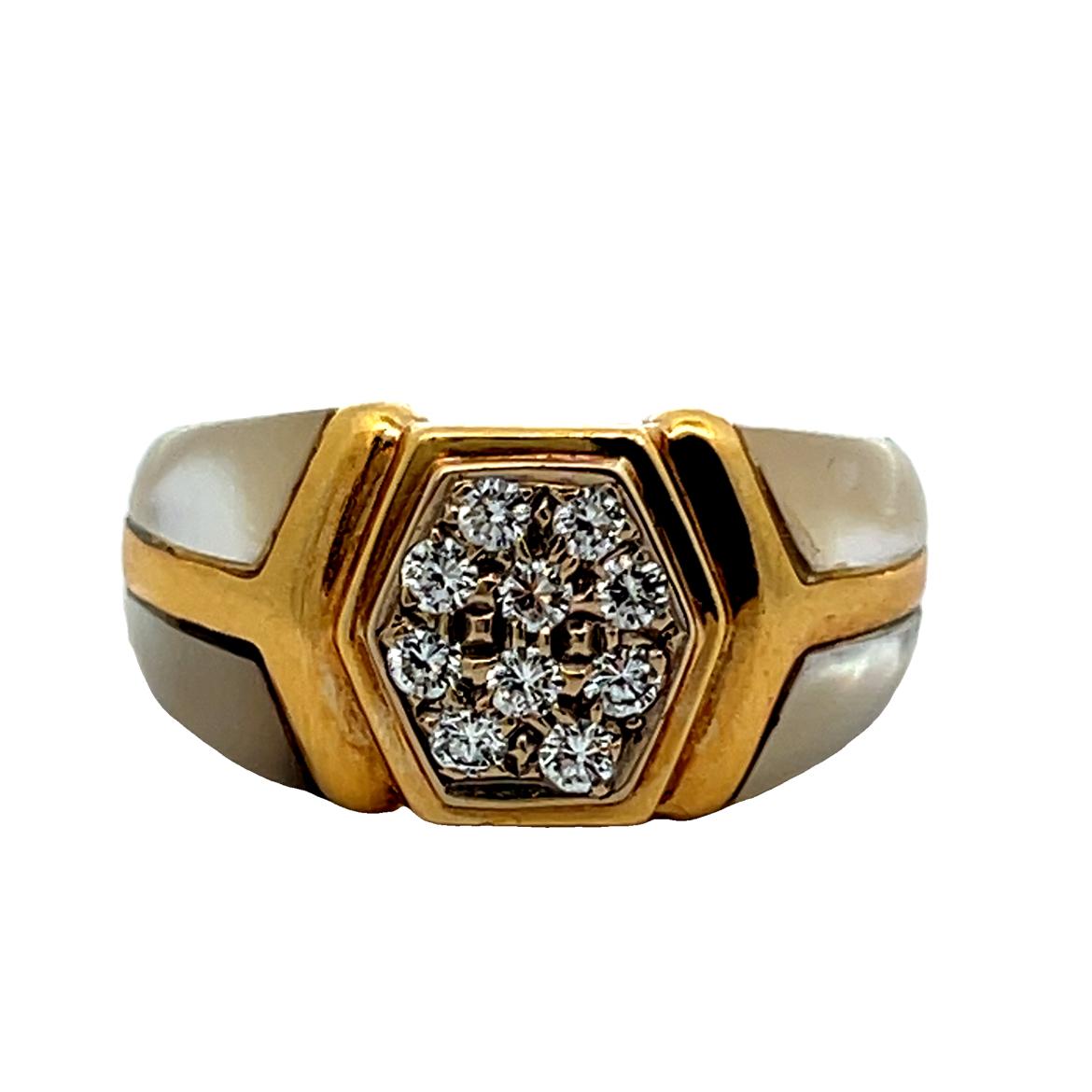 Women's Mother of Pearl and Diamond Ring For Sale