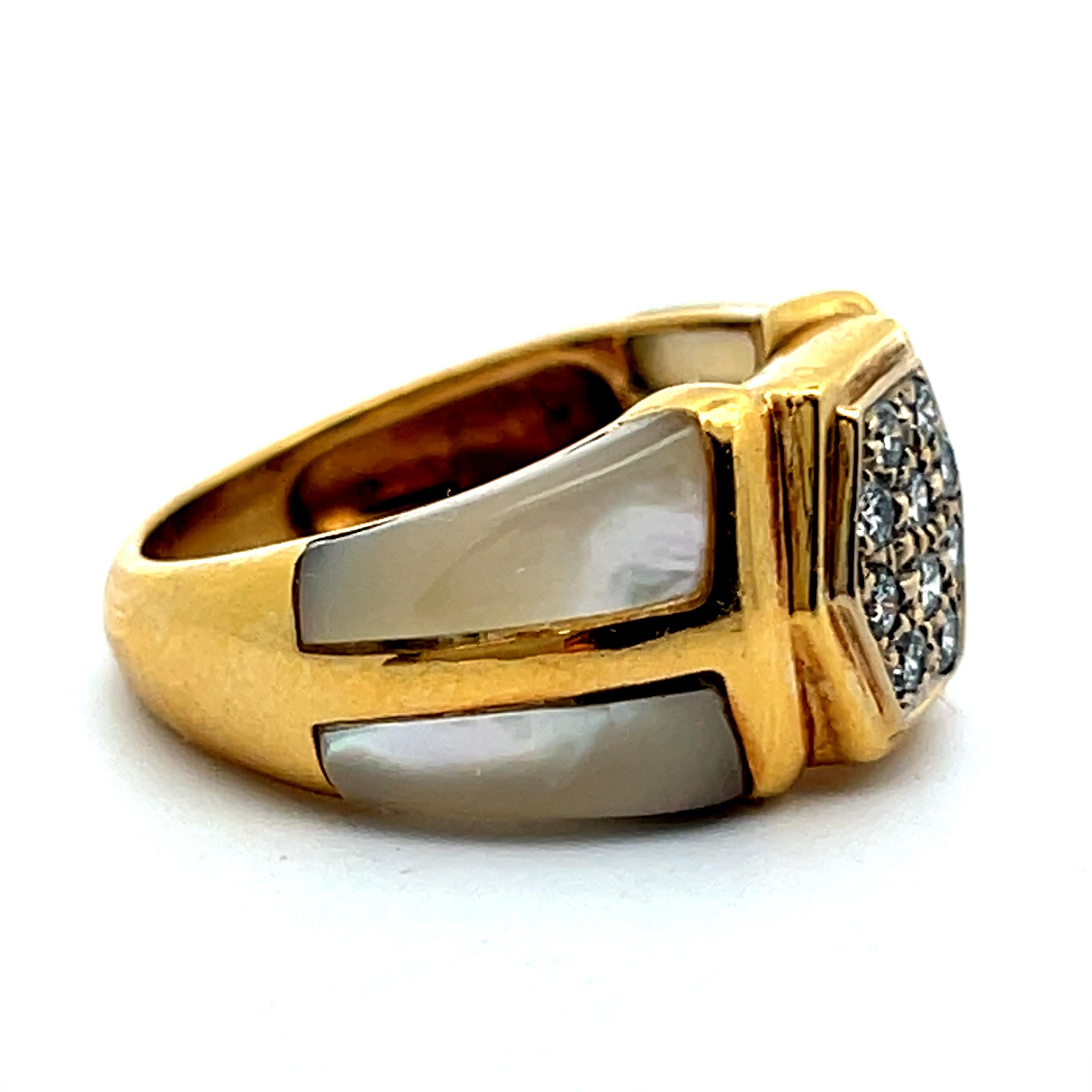 Mother of Pearl and Diamond Ring For Sale 1