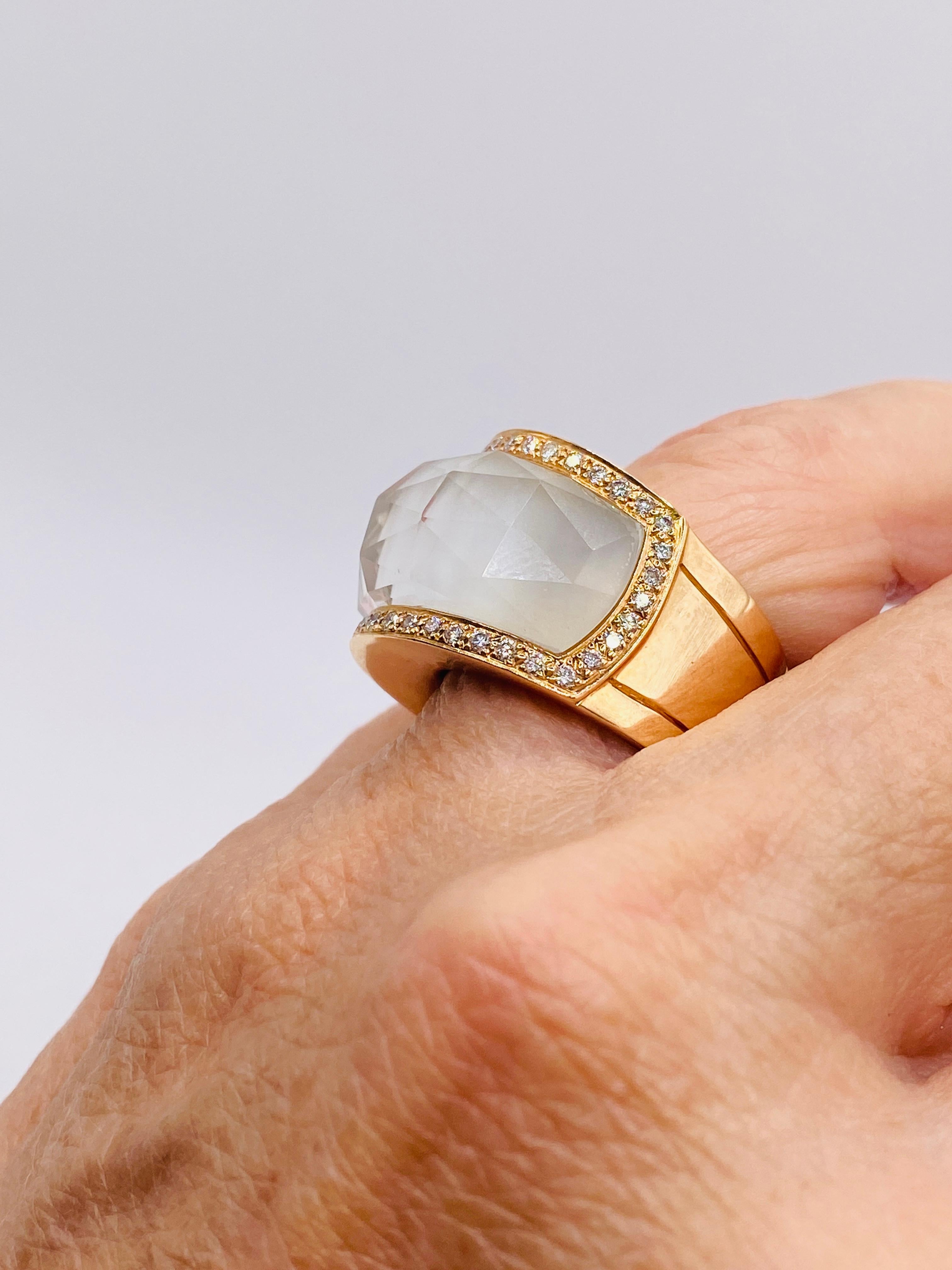 Mother of Pearl and Diamond Ring For Sale 3