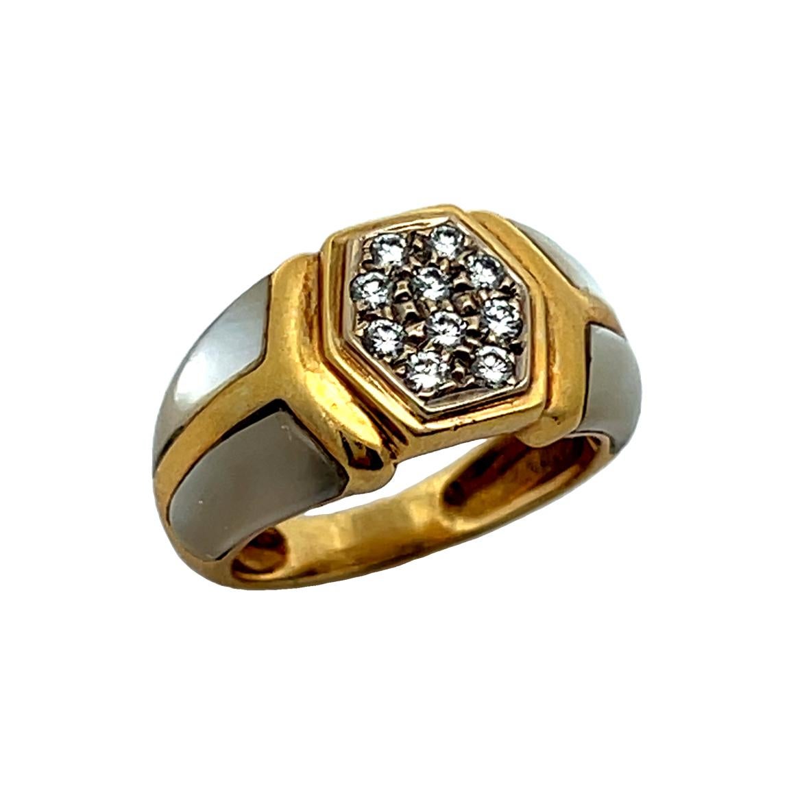 Mother of Pearl and Diamond Ring For Sale 3
