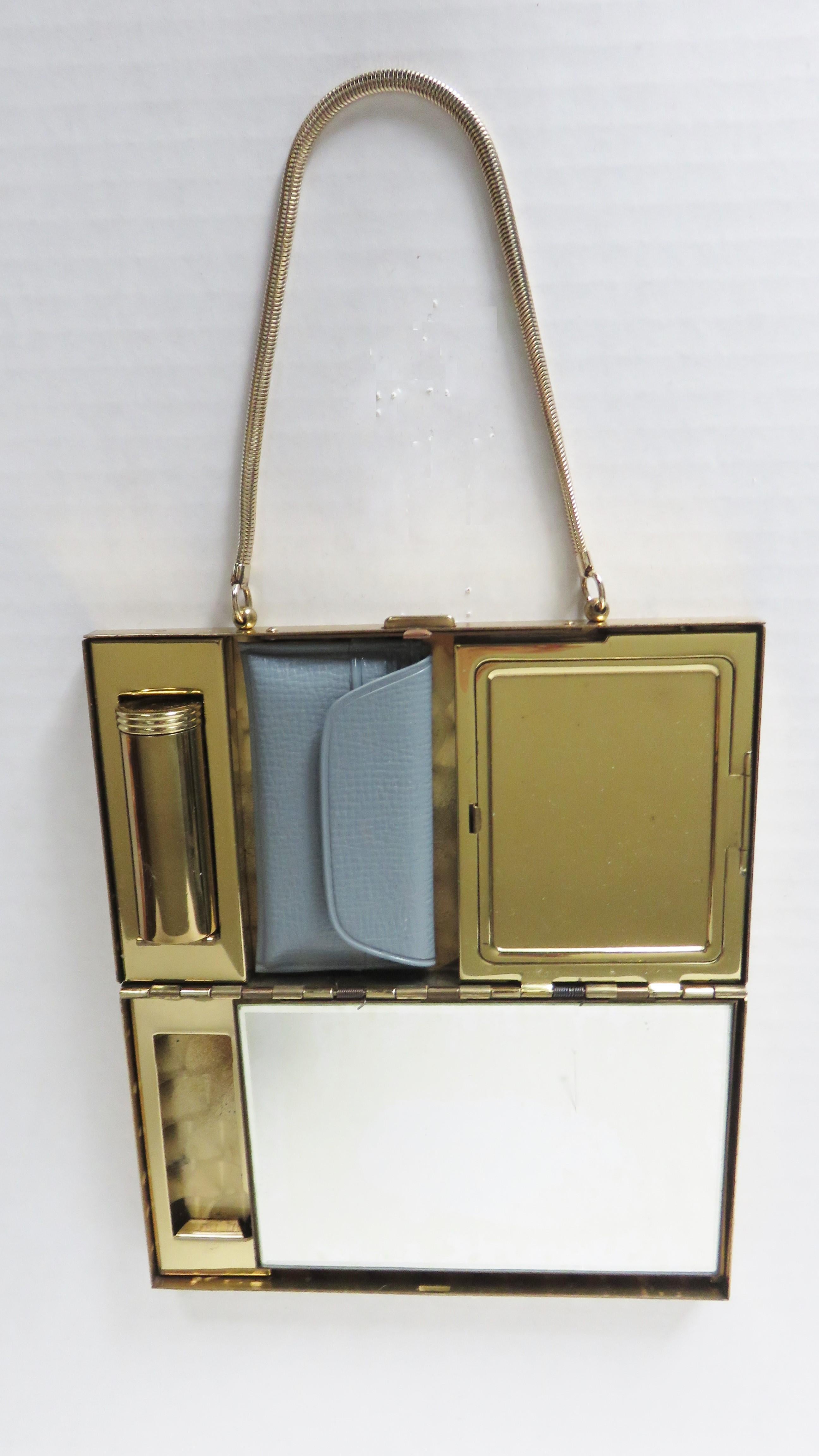 Women's Mother of Pearl and Filigree 1950s Compact Purse Minaudiere