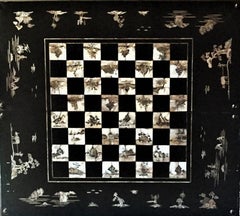 Mother of Pearl and Lacquered Wood Backgammon and Chess Set, Vietnam, 1960s