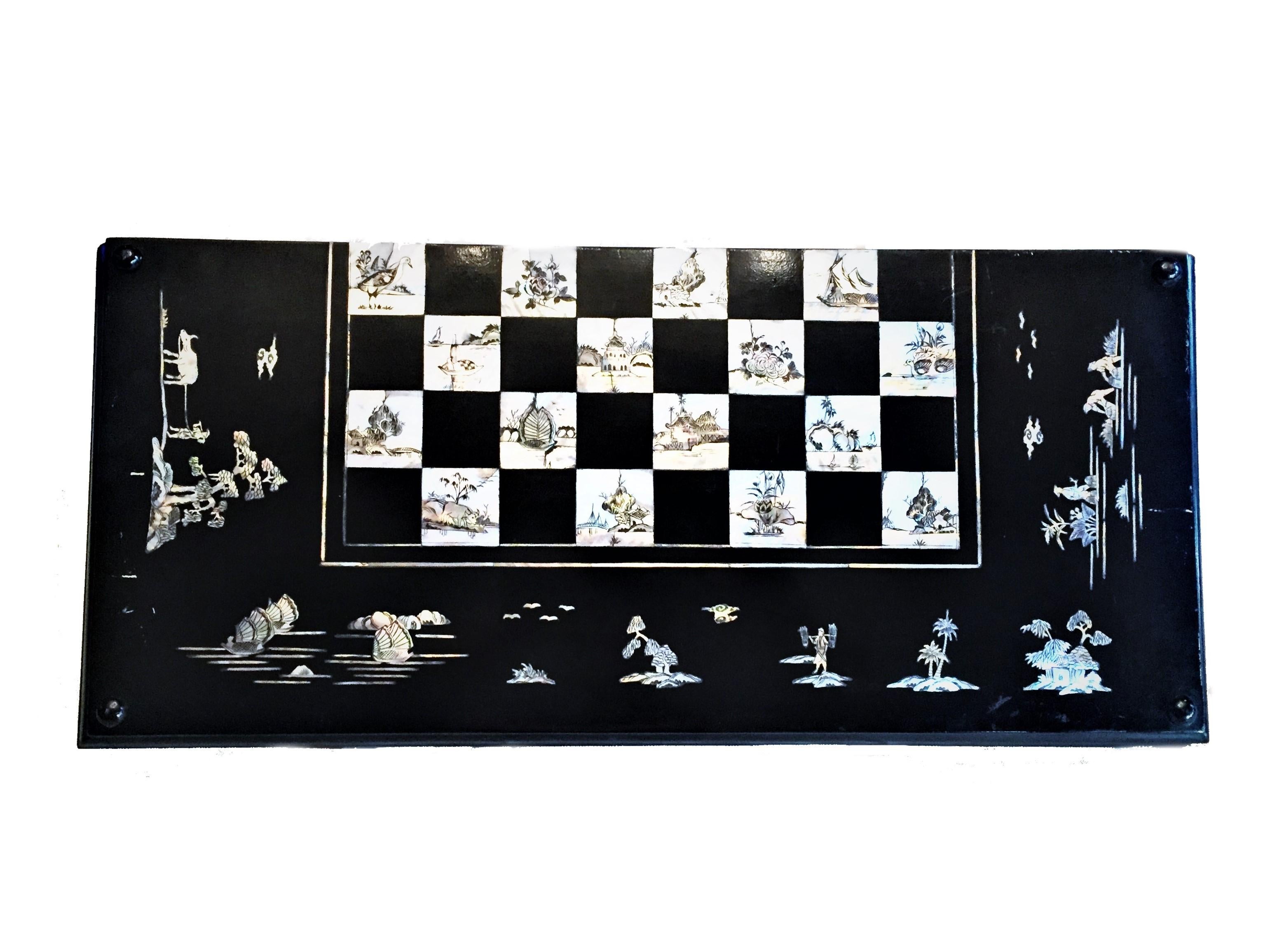 mother of pearl chess set