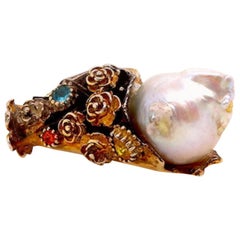 Mother of Pearl and Multi-Color Gemstone Ring