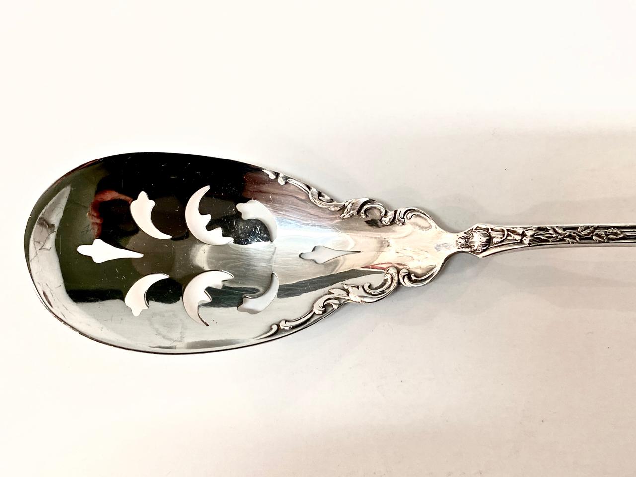 Neoclassical Mother of Pearl and Sterling Silver Olive Spoon