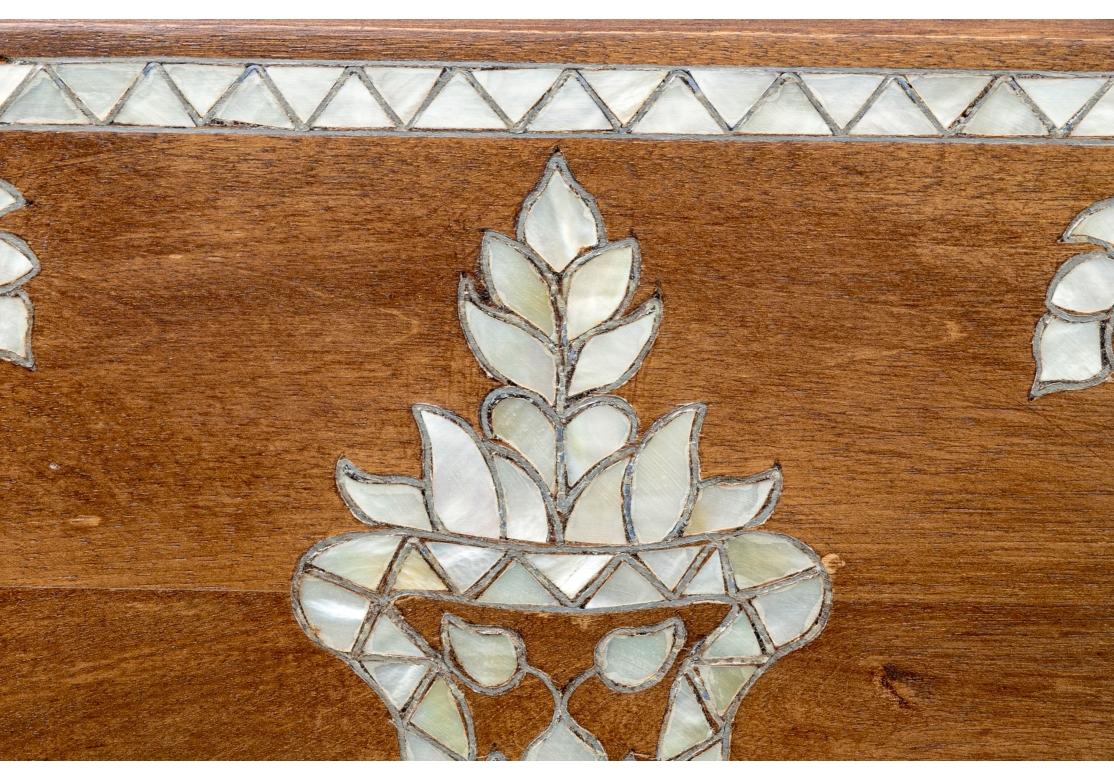 Mother Of Pearl, Bone & Silvered Metal Inlaid Chest With Marble Top For Sale 10