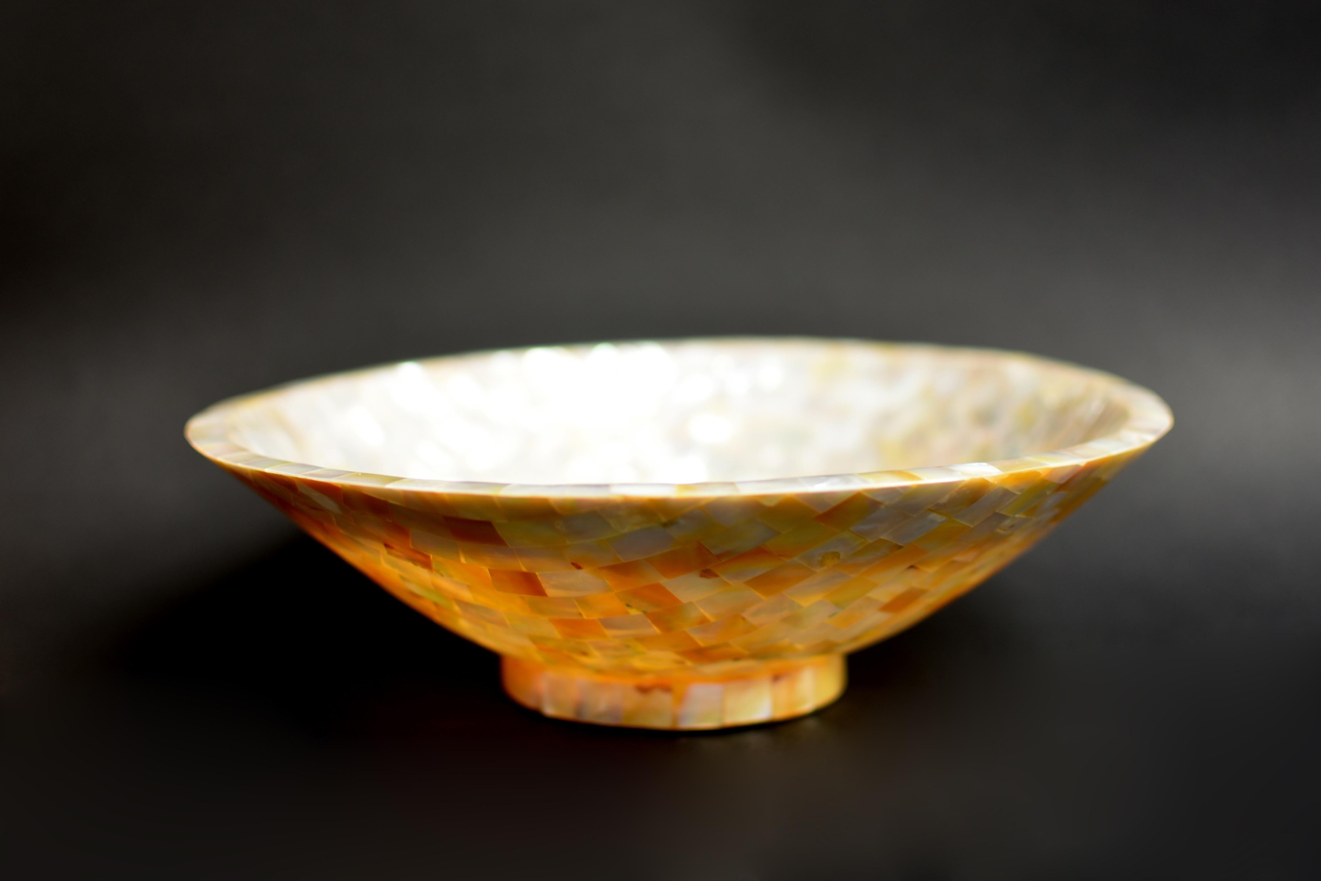 Hand-Crafted Mother of Pearl Bowl 8.5