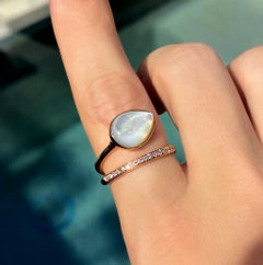 Mother of Pearl Brilliant White Diamond Rose Gold Loop Ring, Gellner 2025