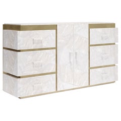 Mother of Pearl Buffet with Bronze Patina Brass Details by R&Y Augousti