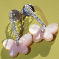 Mother of Pearl Butterfly Brilliant Earrings 0.24 ct   Lightheartedness and Joy
