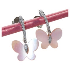 Mother of Pearl Butterfly Brilliant Earrings 0.24 ct   Lightheartedness and Joy