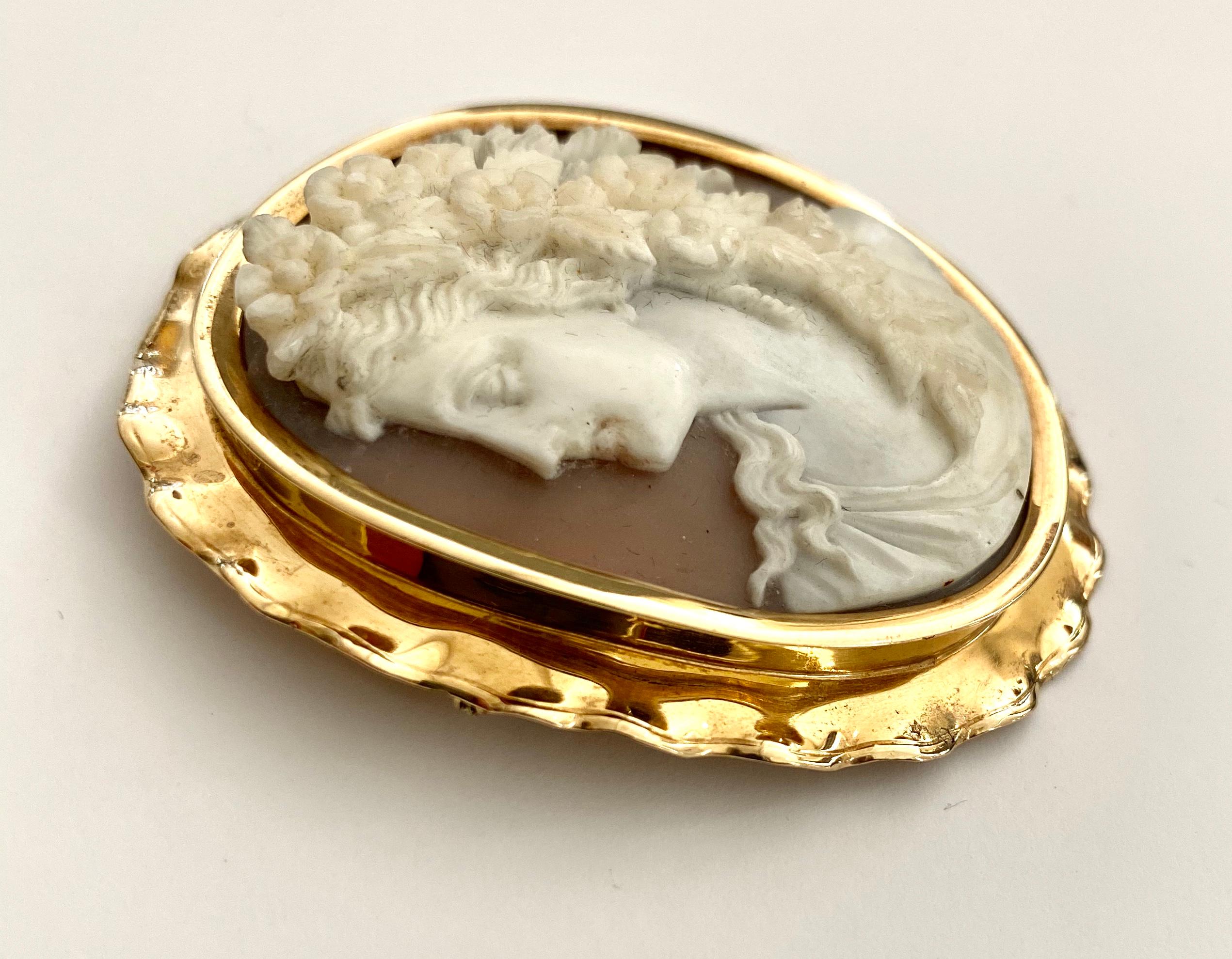 mother of pearl cameo brooch