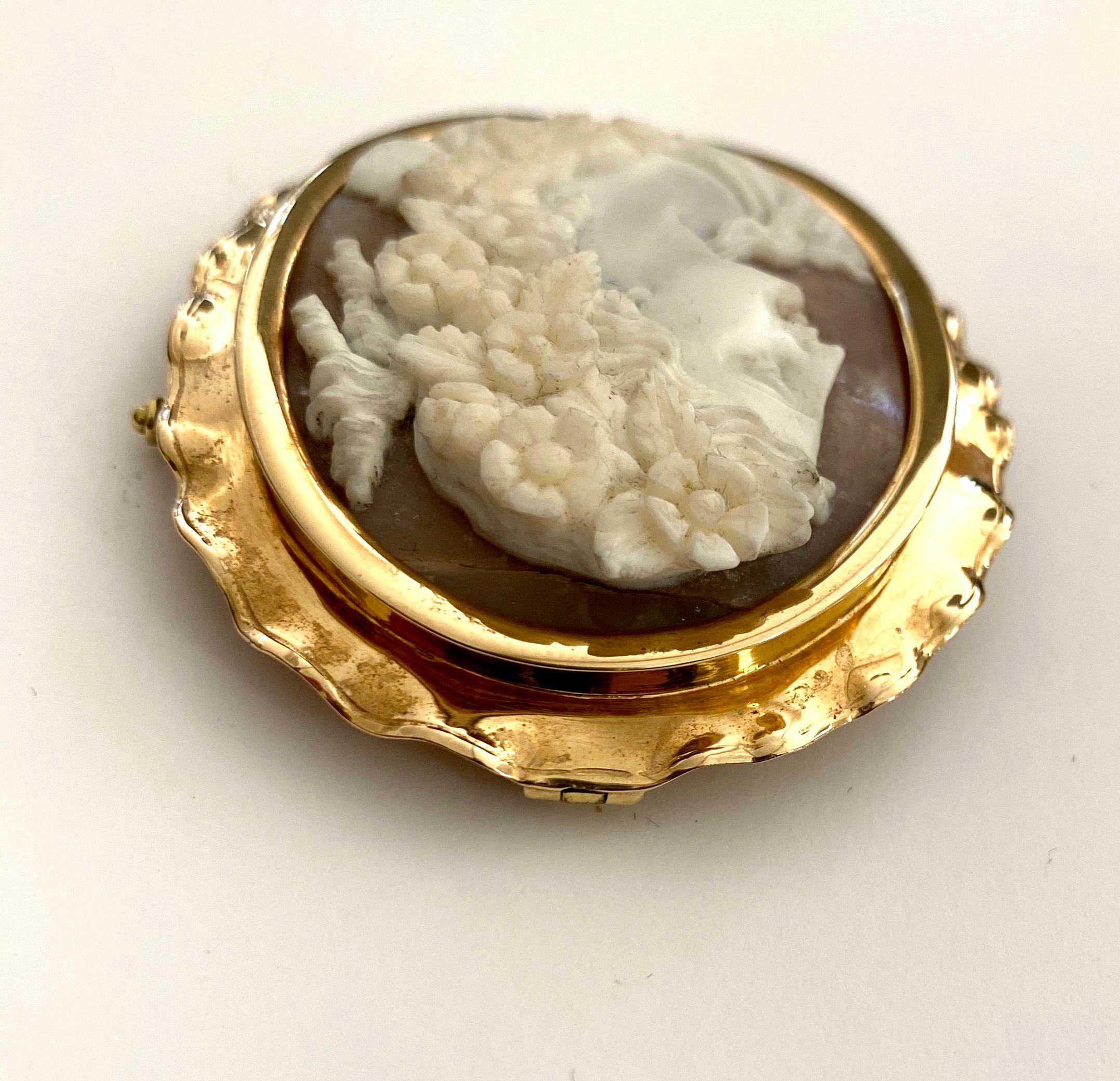 mother of pearl cameo brooch