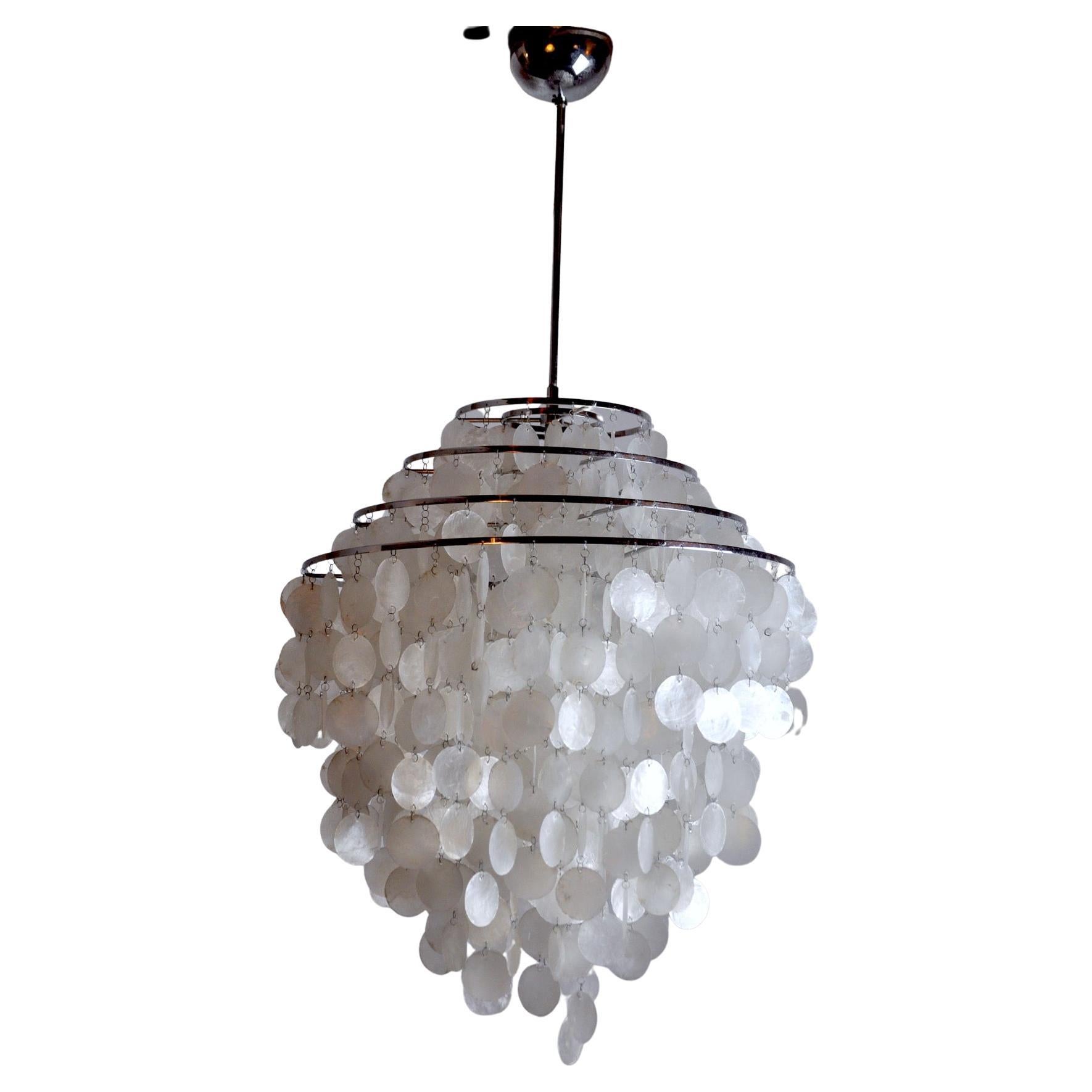 Mother-of-pearl Chandelier, 4 Levels, 1980, France