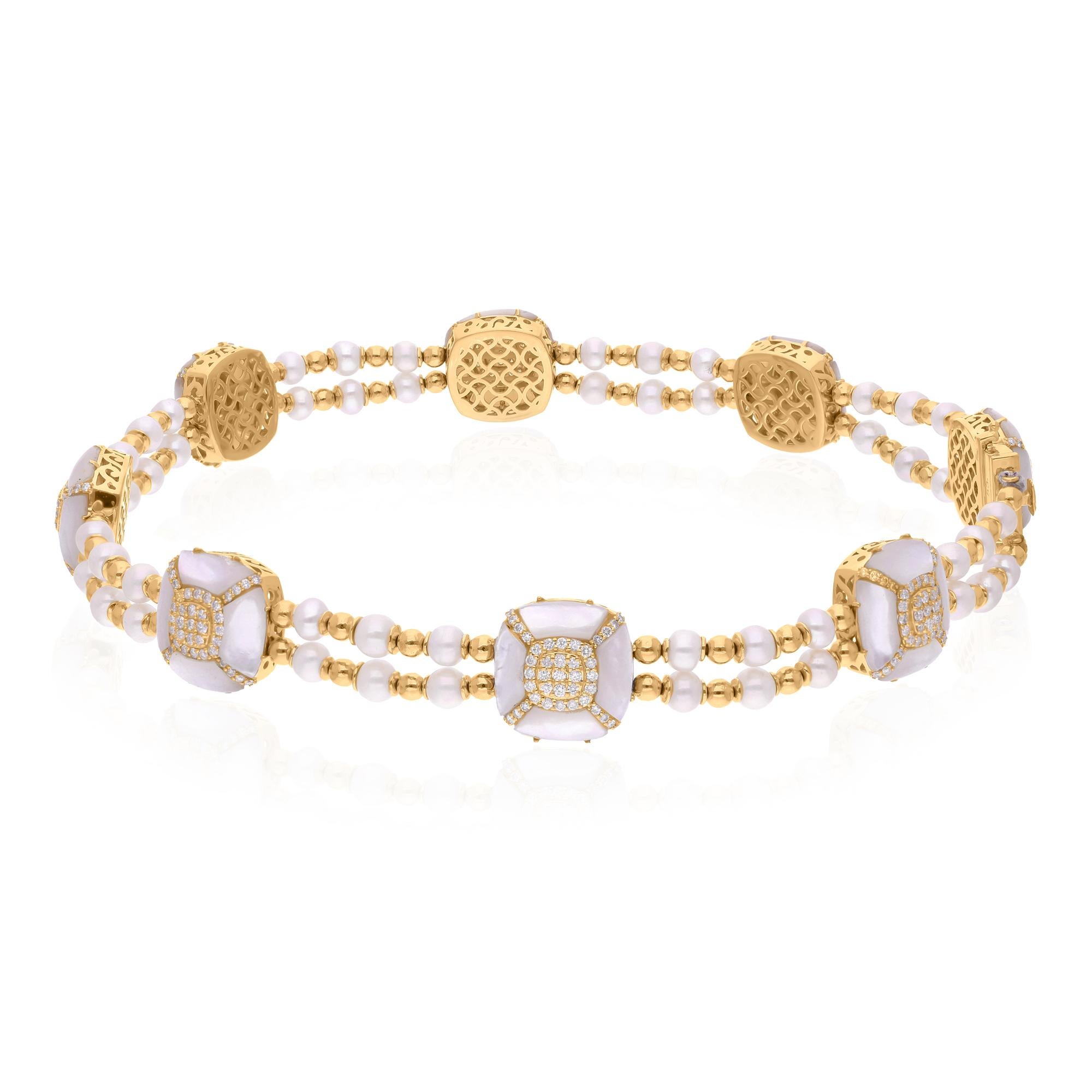 Cast from 14-karat gold, these exquisite necklace is handset with 16.27 carats mother of pearl & 25.78 carats pearl and 2.50 carats of sparkling diamonds.

FOLLOW SPECTRUM JEWELS storefront to view the latest collection & exclusive pieces. Spectrum