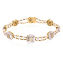 Collana girocollo Madreperla SI/H Diamante Oro giallo 14 carati Gioielli di pregio Collana girocollo Madreperla SI/H Diamante Oro giallo 14 carati Gioielli di pregio