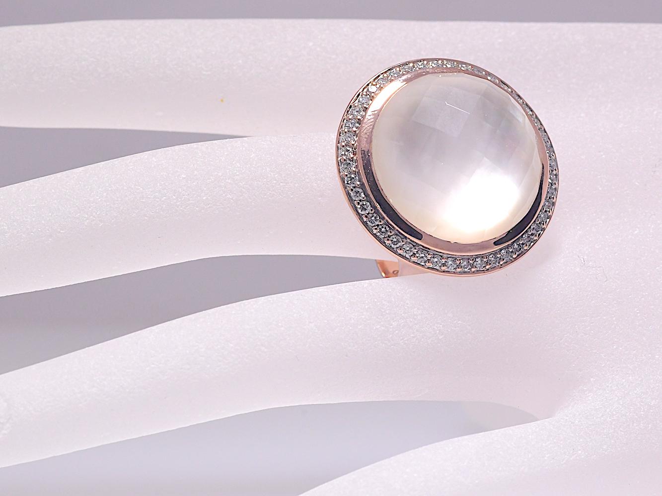 clear quartz rose gold ring