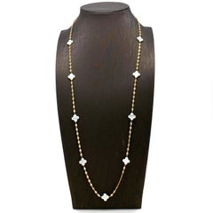Mother of Pearl Clover Long Station Vermeil Necklace