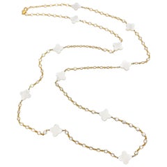 Mother of Pearl Clover Long Station Vermeil Necklace