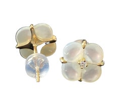 Mother Of Pearl Clover Natural Diamond Earring 18K Gold