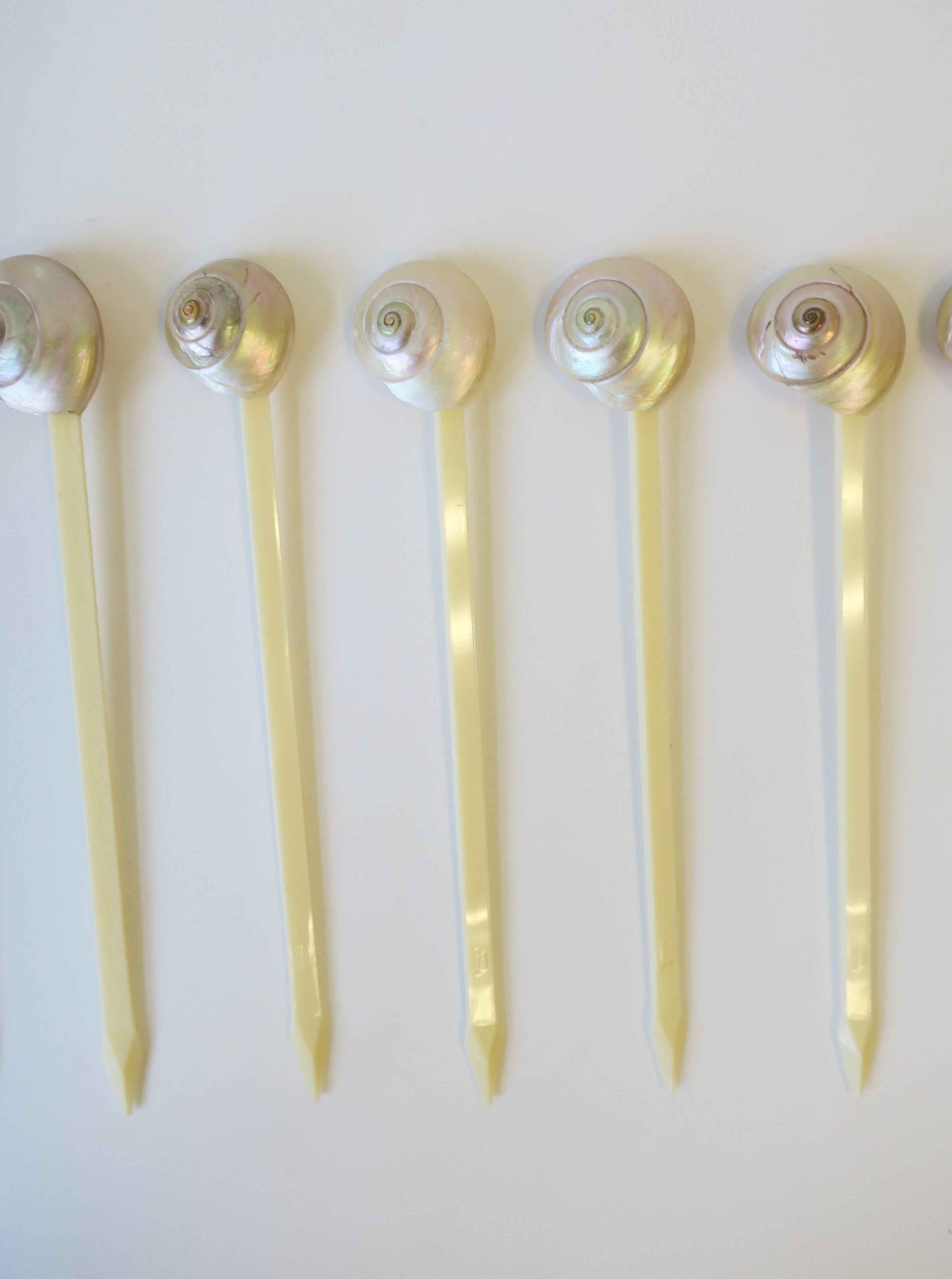 American Seashell Mother of Pearl Cocktail Stirrers or Barware Picks, Set of 15