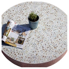 Mother of Pearl Coffee Table with Brass Legs, Handmade by House of Jaipur Mother of Pearl Coffee Table with Brass Legs, Handmade by House of Jaipur