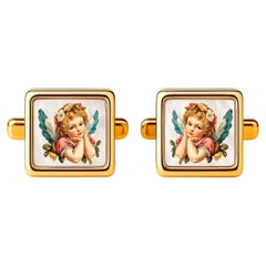 Perlmutt Manschettenknöpfe - Cherub Engel oder Amor Manschettenknöpfe