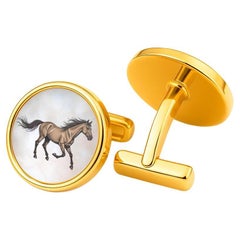 Mother Of Pearl Cufflinks - Running Horse Cufflinks