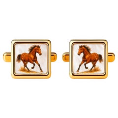 Mother Of Pearl Cufflinks - Running Horse Cufflinks