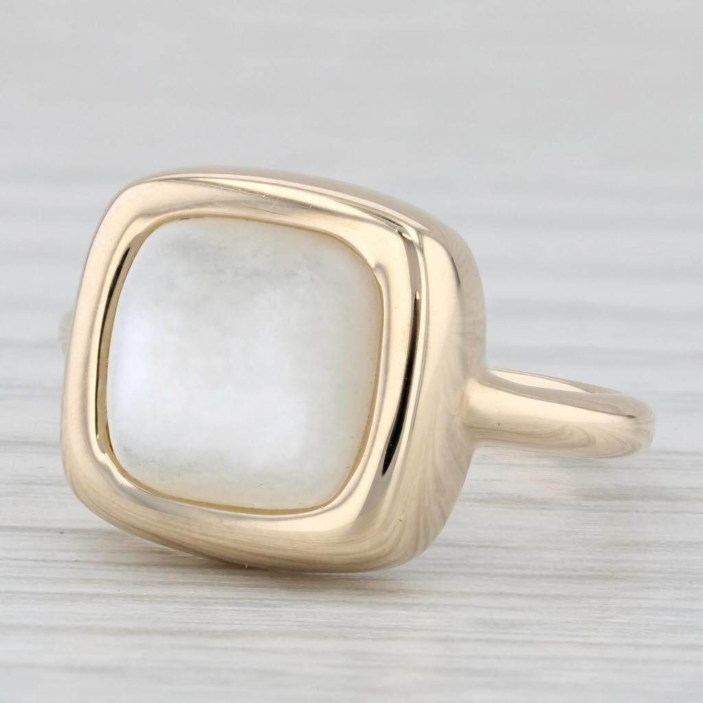 Anillo solitario con cabujón de nácar en oro amarillo de 14k Tamaño 7,25 1