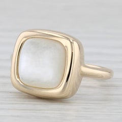 Anillo solitario con cabujón de nácar en oro amarillo de 14k Tamaño 7,25