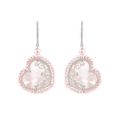 Sunita Nahata Mother of Pearl 5.47ct. Dangle Earrings in 18Karat White Gold.