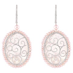 Sunita Nahata Mother of Pearl 14.95ct. Dangle Earrings in 18Karat White Gold.