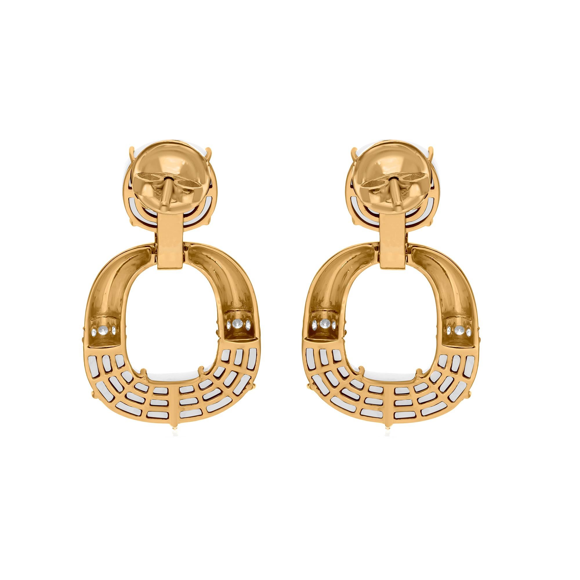 De las mujeres Pendientes colgantes de madreperla Claridad SI Color HI Diamante Oro blanco de 10 quilates en venta