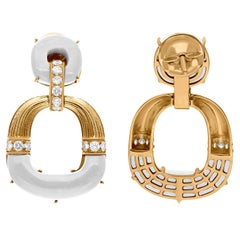 Pendientes colgantes de madreperla Claridad SI Color HI Diamante Oro blanco de 10 quilates