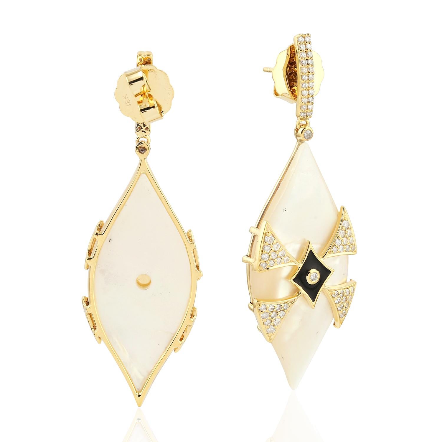 Modern Pearl Diamond 18 Karat Gold Earrings For Sale