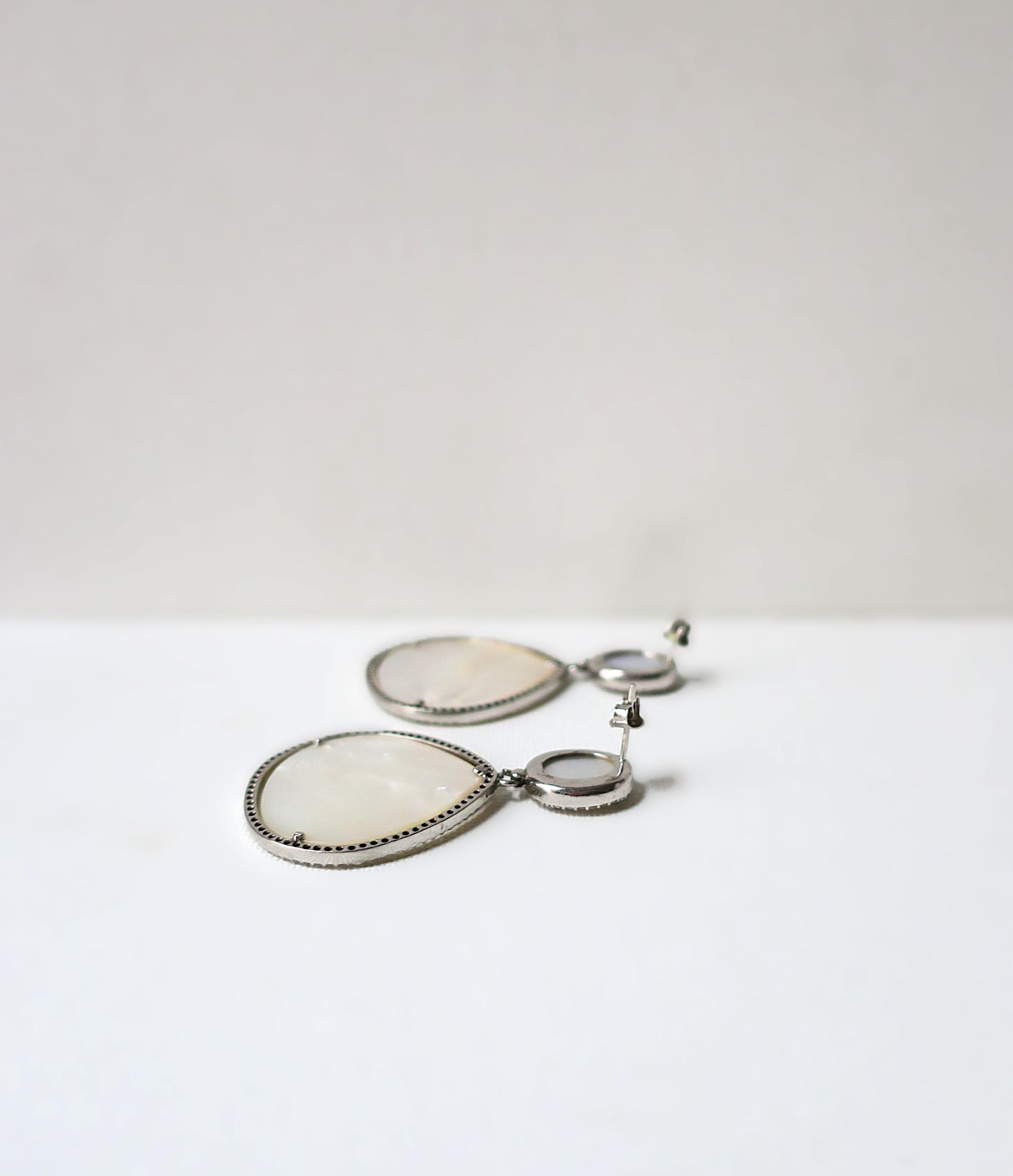 Mother of Pearl Diamond-Esque Drop Earrings For Sale 4