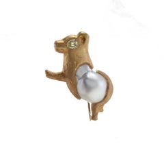 Baroque Pearl, Diamond Gold Brooch