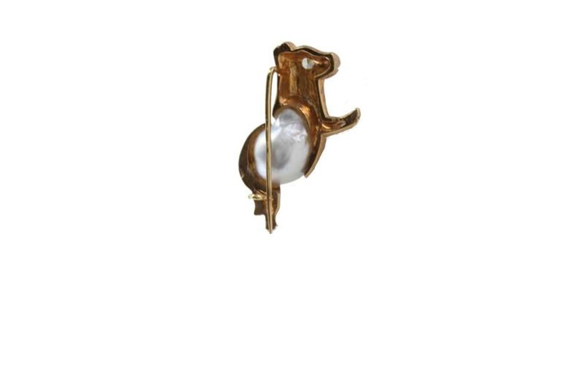 Goldbrosche im Barockstil mit Perlen und Diamanten (Retro) im Angebot