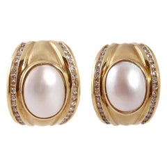 Perlmutt-Diamant-Gold-Ohrringe