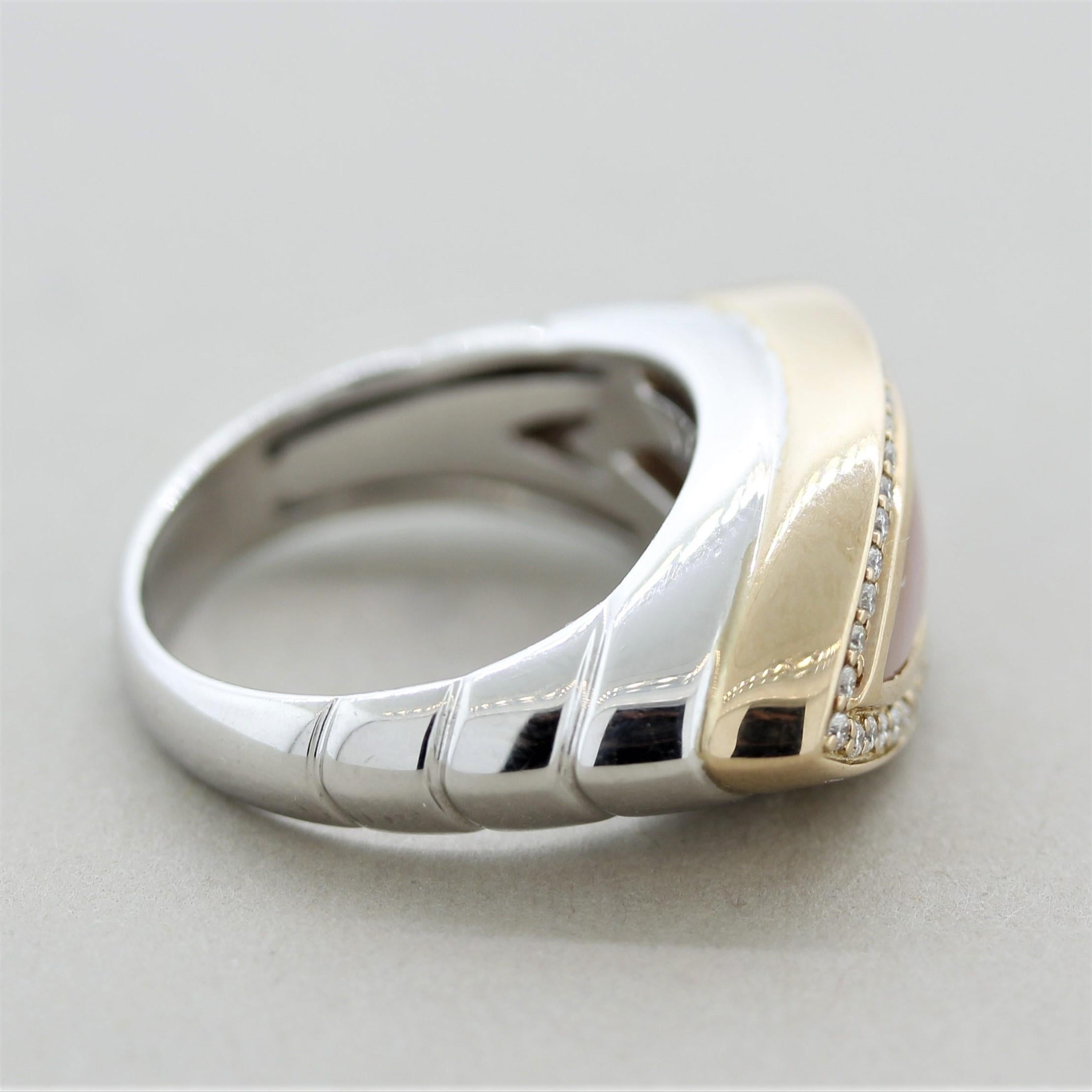 Women's Mother of Pearl Diamond Gold Two-Tone Ring