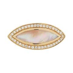 Mother of Pearl Diamond Gold Two-Tone Ring