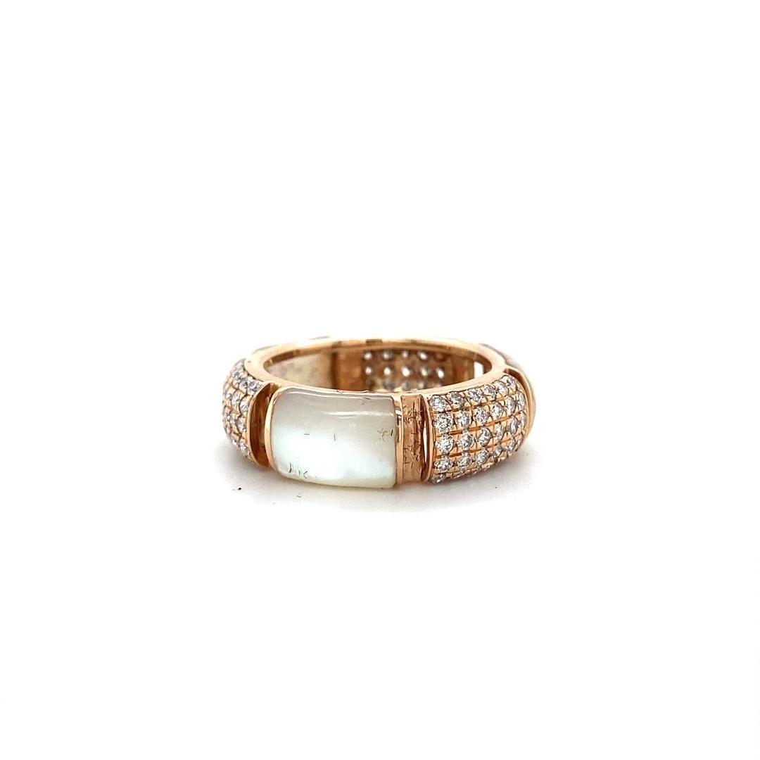 Art Deco Mother of Pearl Diamond Ring in 14K Solid Gold (Certified) For Sale