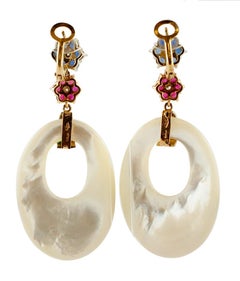 White Stones, Diamonds, Rubies, Emeralds, Sapphires Dangle Earrings