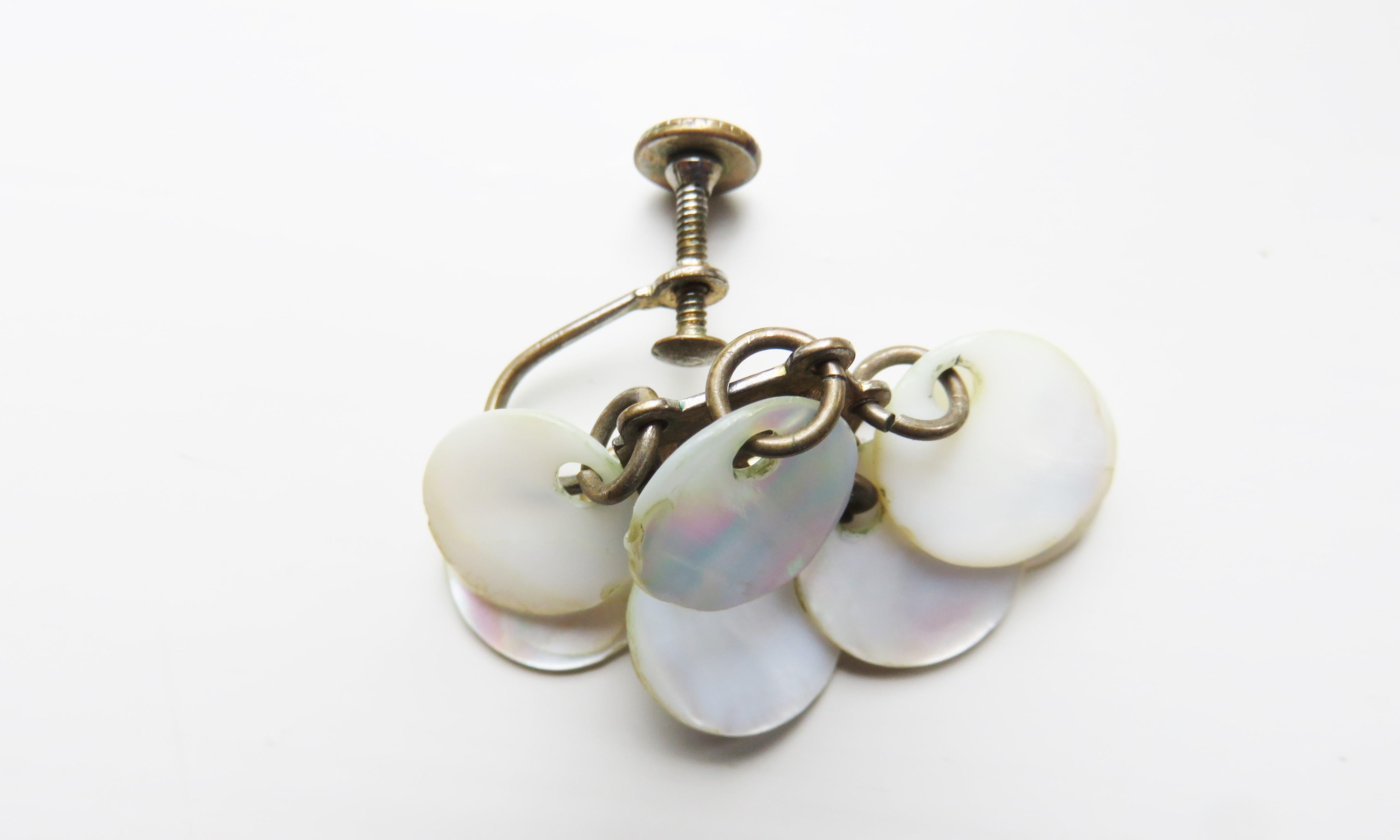 Mother of Pearl Disc Necklace and Earrings Set 1950s For Sale 1