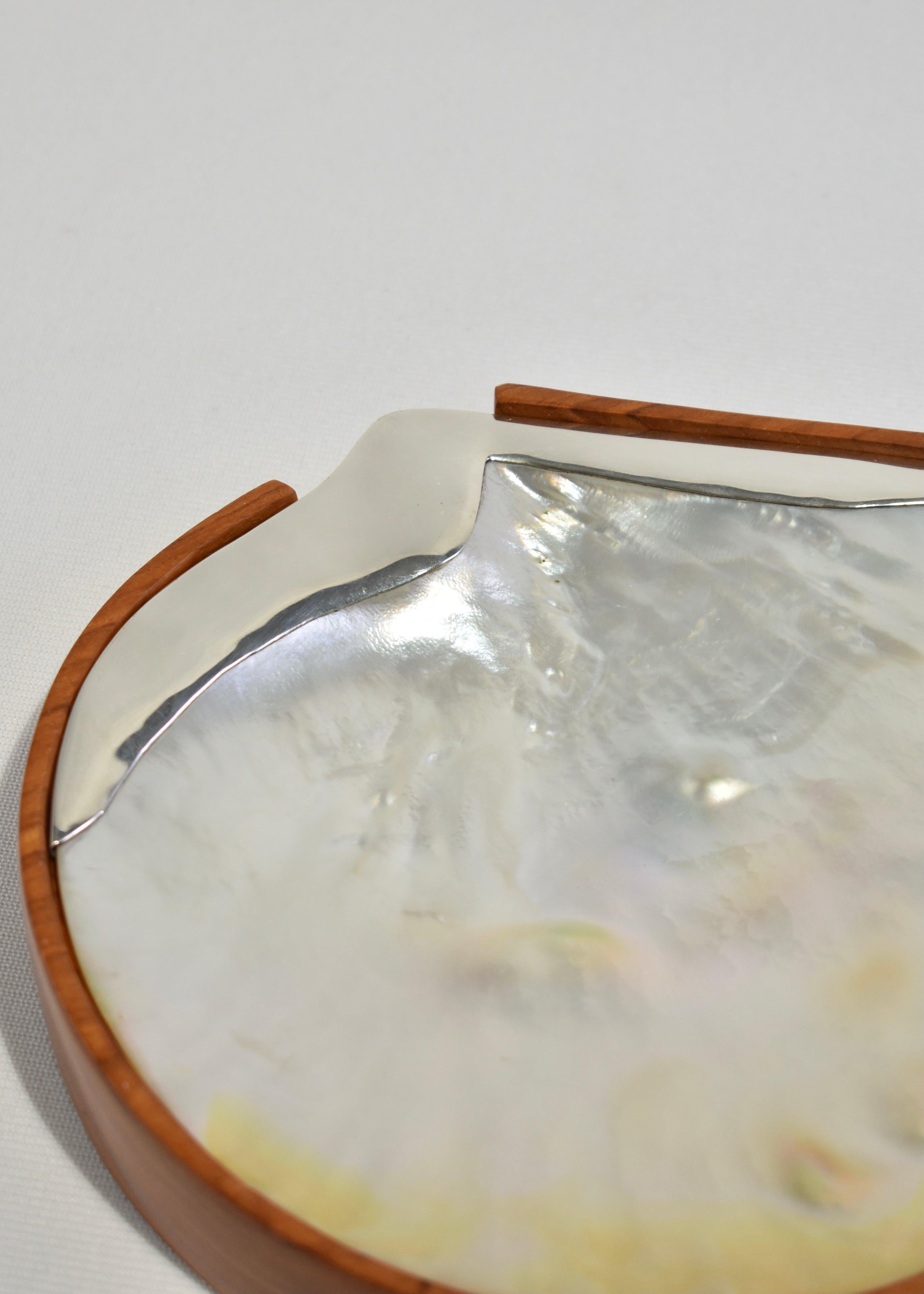 Sterling Silver Mother of Pearl Dish & Spoon Set